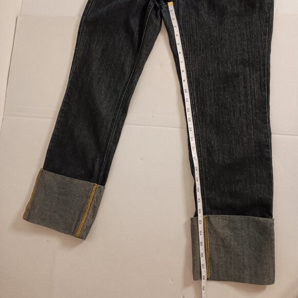 Y2K Crest Low Rise Jeans Gold Sparkle Threaded Denim & Detail Juniors Size 9/10 - Picture 11 of 13